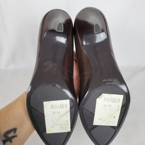 Bandolino sz 6 cattail leather sleek brown heels - Picture 9 of 9
